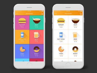 Food App Menu Screen Design category clean design flat design food illustration iphone menu minimal restaurant ui ux