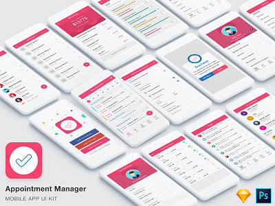 Appointment Manager App UI Kit appointment booking business calendar customer fix management manager meeting reservation schedule task