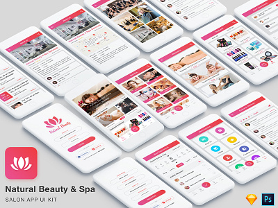 Natural Beauty & Spa Salon App UI Kit appointment beauty body book booking hair makeup massage parlor premium salon spa