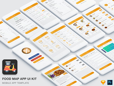 Food & Restaurant Ordering App Conecpt UI Kit android app delivery design food iphone minimal ordering premium restaurant ui vector