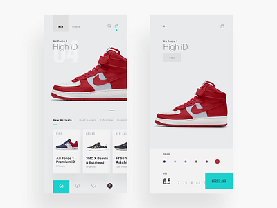 Shoe webshop app mobile nike product shoe shopping ui ux webshop