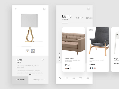 Furniture Shop app furniture minimal mobile shop ui ux