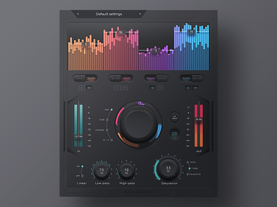 Audio Plugin app audio audio plugin button color bars dark eq equaliser fader mix mixer music process.audio sugar ui ux