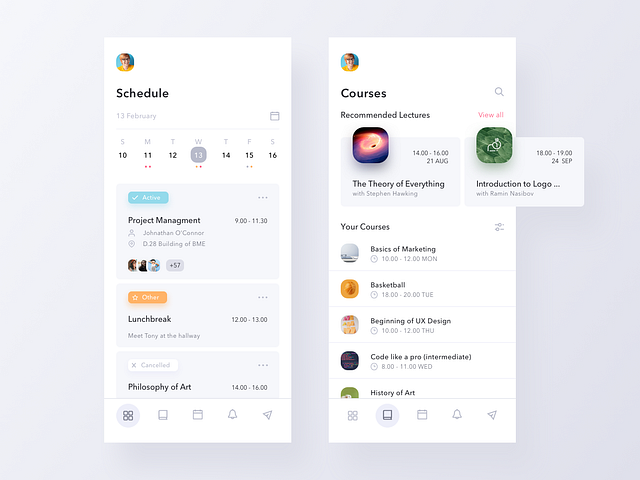 Schedule Manager For Students By Bettina Szekany For Ofspace Ux Ui On 