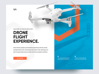 Drone VR bridge drone flight flying landing ui ux vr webdesign