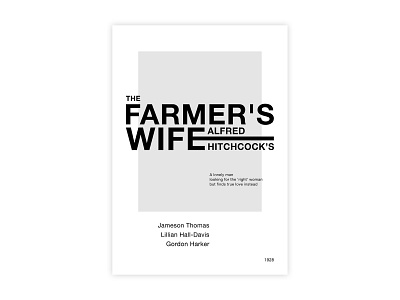 The Farmer's Wife - Movie poster adobe design graphic design helvetica hitchcock illustrator minimal movie poster poster a day poster design typography