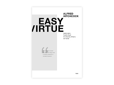 Easy Virtue - Movie poster adobe design graphic design helvetica hitchcock illustrator minimal minimalism movie poster poster a day poster design typography