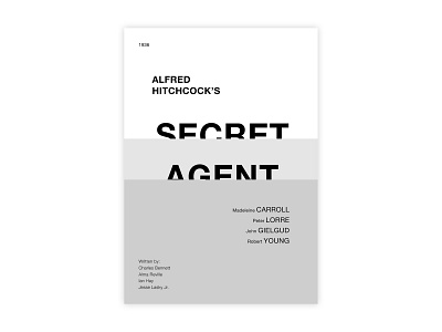Secret Agent - Movie poster adobe design graphic design helvetica hitchcock illustrator minimal movie poster poster a day poster challenge poster design secret agent