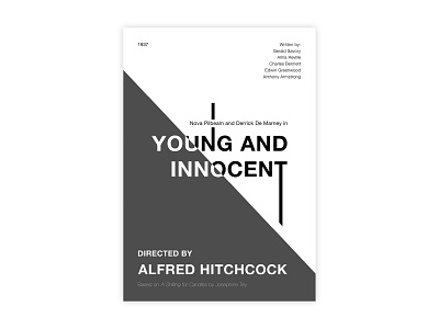 Young And Innocent - Movie poster adobe design graphic design helvetica hitchcock illustrator innocent minimal movie poster poster a day poster challenge poster design typography young