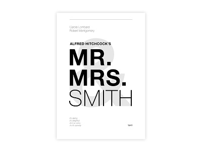 Mr. & Mrs. Smith - Movie Poster adobe design graphic design helvetica hitchcock illustrator minimal movie poster mr mrs poster a day poster challenge poster design smith typography