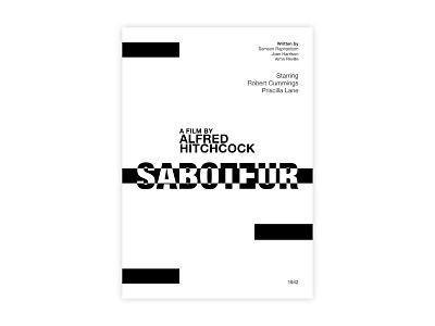 Saboteur - Movie poster adobe design graphic design helvetica hitchcock illustrator minimal movie poster poster a day poster challenge poster design saboteur typography