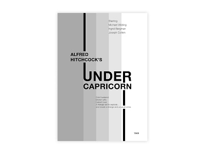 Under Capricorn - Movie poster adobe capricorn design graphic design helvetica hitchcock illustrator minimal movie poster poster a day poster challenge poster design typography under