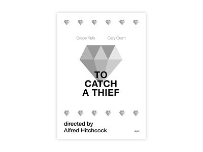 To Catch A Thief - Movie poster adobe catch design graphic design helvetica hitchcock illustrator minimal movie poster poster a day poster challenge poster design thief typography