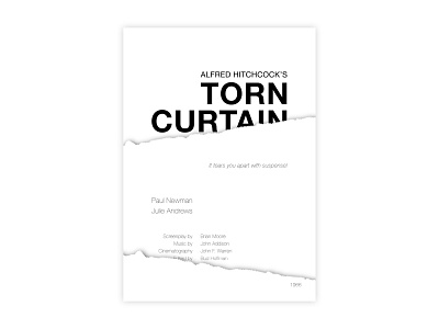 Torn Curtain - Movie poster adobe curtain design graphic design helvetica hitchcock illustrator minimal movie poster poster a day poster challenge poster design torn typography