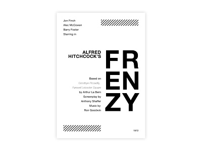 Frenzy - Movie poster adobe design frenzy graphic design helvetica hitchcock illustrator minimal movie poster poster a day poster challenge poster design typography