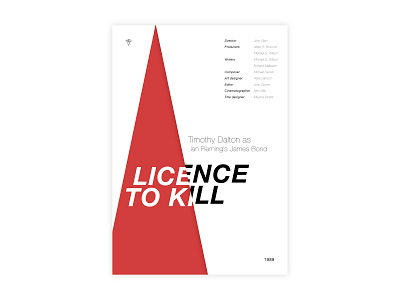 Licence To Kill -Movie poster 007 adobe design graphic design helvetica ian fleming illustrator james bond licence to kill minimal movie poster poster a day poster challenge poster design typography