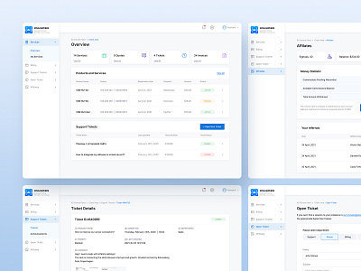 Dashboard design affilates dashboard data design lines overview support ticket typography