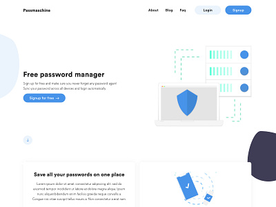 Passmaschine free password manager adobe xd blue concept download free free download illustration interface password ui web webdesign