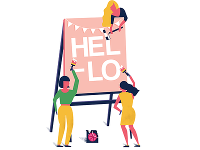 Hello Dribbble aarhus characters debut denmark dribbble firts shot illustration paint painting welcome