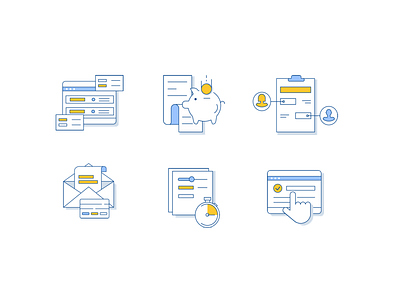 Finance icons bank fin tech finance financial icons linear loan money paperwork piggybank ui vector