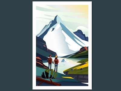 The Mountains Are Calling couple hiking illustration landscape love mountain poland poster scenery zakopane