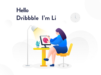 Hello dribbble !~! I'm Li ui 插图 设计