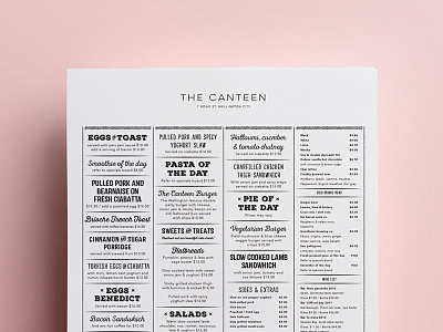 The Canteen brand branding menu type typography