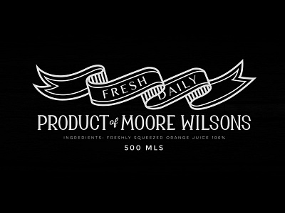 Product of Moore Wilsons brand label lettering script typography