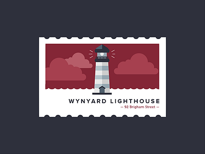 Wynyard Lighthouse 2d flat illustration illustration new zealand stamp