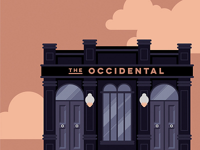 The Occidental 2d city flat illustration illustration new zealand