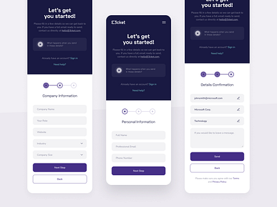 3cket - Mobile Onboarding Form