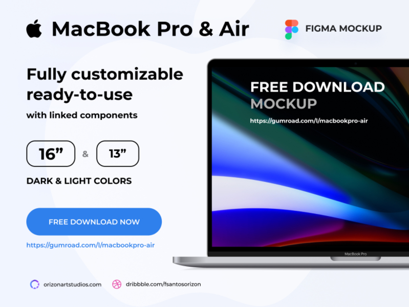 Download Figma Mockup - Free MacBook Pro & Air 16"/13" by Fábio ...