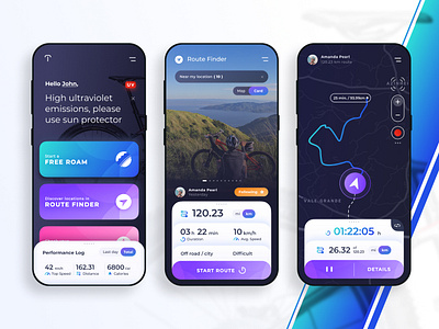 Torkbike App - Route search and share android app bicycle bike clean concept dark design figma interface ios mobile modern riding route ui uidesign uixu ux