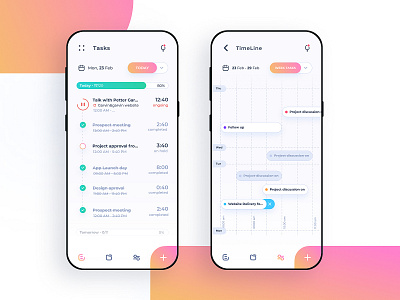 TimeLine - Time and Project tracking app - V2 android app app design clean concept design figma interface ios mobile modern tasks time tracking ui uidesign uiux ux