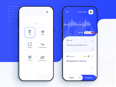 Google Translate app concept - Menu and Voice