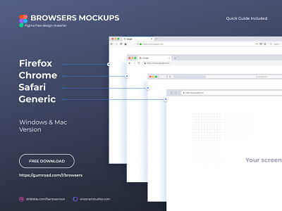 Browsers Mockups - Free Figma Download browsers clean ui design display download figma free freebie interface material design mockup modern realistic ui uiux vector