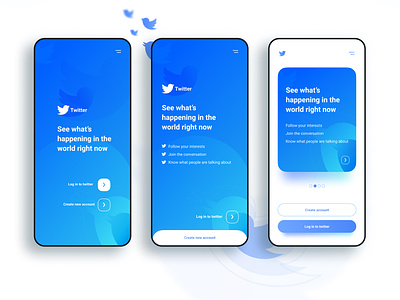 Twitter app concept - Welcome screen app appdesign blue clean concept design app figma interface mobile mobile ui modern twitter ui uidesign uidesigner uidesigns uiux uiuxdesign ux vector
