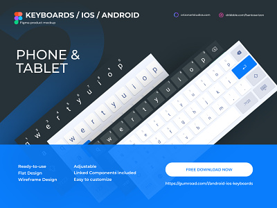 Android & IOS Keyboards (Tablet / Phone) - Figma Mockup android apple clean design design material download figma material flat freebie interface ios keyboard mobile mockup modern phone tablet ui uidesign uiux vector