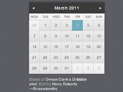 Calendar build calendar css3 ui