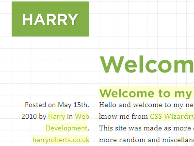 HarryRoberts.co.uk 'soft launch' baseline blog grid typography