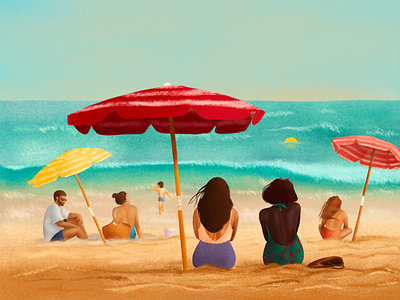 Day on a beach beach illustration procreate procreate app sea summer summer vibes