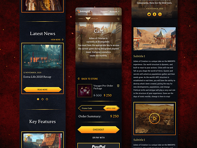 Mobile version of the Ashes of Creation ashes of creation game website mobile view ui ux