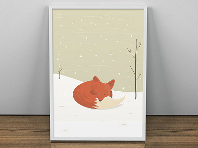 Fox poster fox illustration poster snow