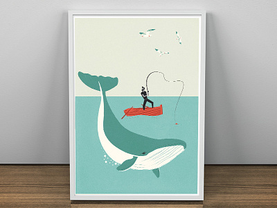 Man and the sea poster illustration man poster sea whale