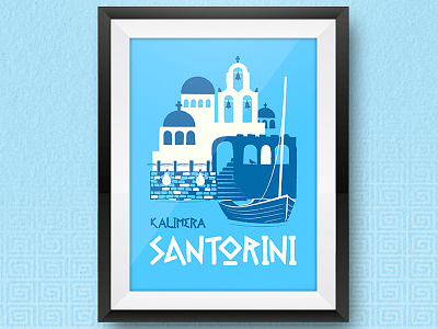 Santorini Poster greece greek poster print santorini travel vintage