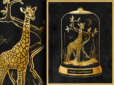 Giraffe and the Bell Jar animal exotica giraffe poster print