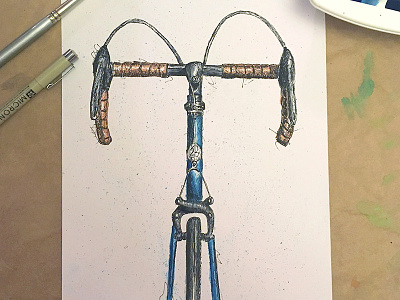 Bicycle Pen and Watercolor bicycle micron pen watercolor