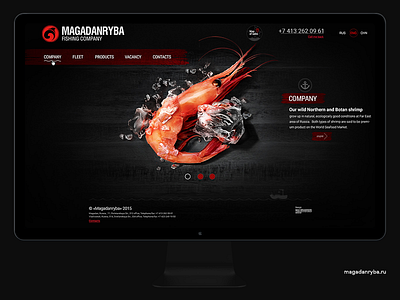 Magadanryba - fishing company fish fishing promo seafood ship shop shrimp site
