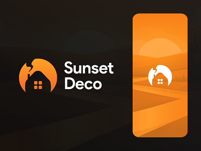 Sunset Deco Logo ( Sun + Home ) branding concept design flat home icon illustration iran logo logo concept logo design logomark negative logo negtive sun sunset