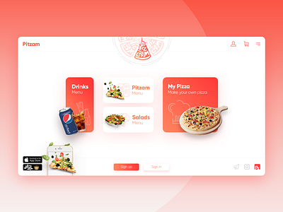 Pitzam - Landing Page app branding fast food illustration iran logo pizza pizza logo red ui ux web web design webdesign website xd xd design